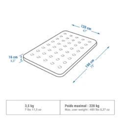 Quechua MATELAS GONFLABLE DE CAMPING - AIR BASIC 120 CM - 2 PERSONNES -Quechua matelas gonflable de camping air basic 120 cm 2 personnes 2