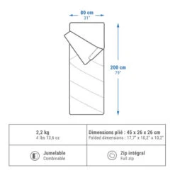 Quechua SAC DE COUCHAGE EN COTON POUR LE CAMPING - ARPENAZ 10° COTON -Quechua sac de couchage en coton pour le camping arpenaz 10 coton 2