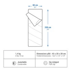 Quechua SAC DE COUCHAGE EN COTON POUR LE CAMPING - ARPENAZ 20° COTON -Quechua sac de couchage en coton pour le camping arpenaz 20 coton 2