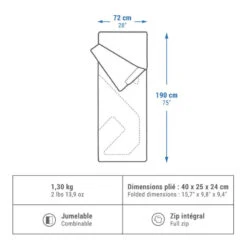 Quechua SAC DE COUCHAGE POUR LE CAMPING - ARPENAZ 15° -Quechua sac de couchage pour le camping arpenaz 15 2