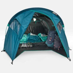 Quechua Tente De Camping - MH100 XL - 3 Places - Fresh & Black -Quechua tente de camping mh100 xl 3 places fresh black 3